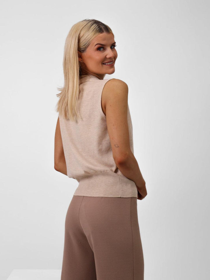 Kate & Pippa Eden Sleeveless Top In Beige-Nicola Ross