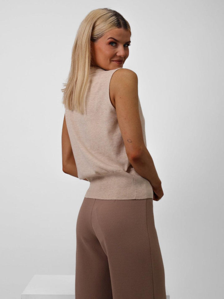 Kate & Pippa Eden Sleeveless Top In Beige-Nicola Ross