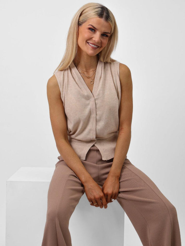 Kate & Pippa Eden Sleeveless Top In Beige-Nicola Ross