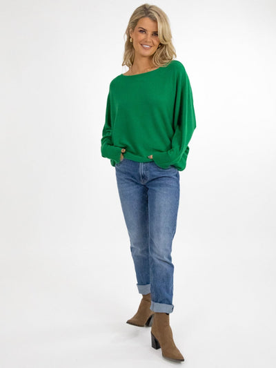 Kate & Pippa Elba Knit Jumper In Forest Green-Nicola Ross