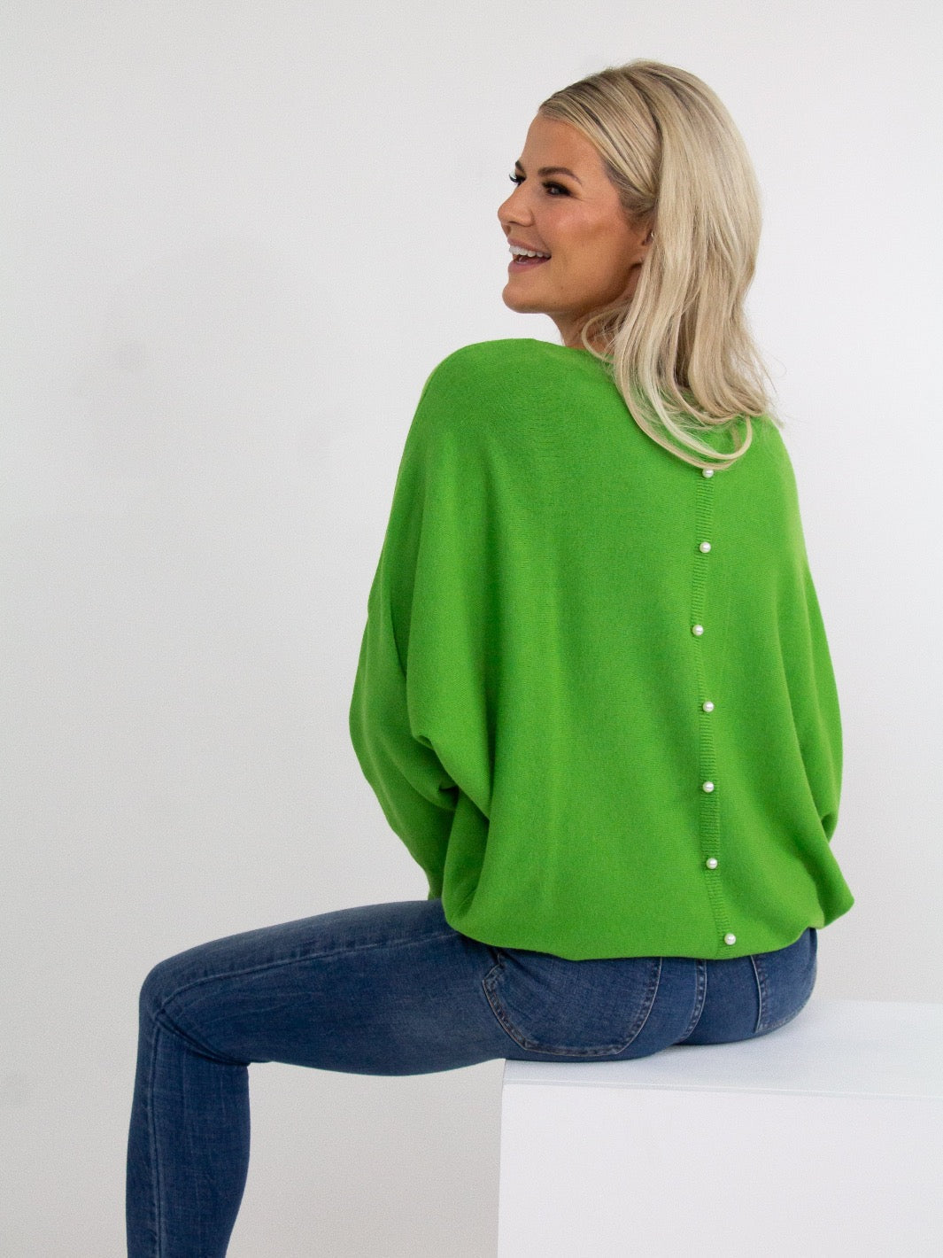 Kate & Pippa Elba Knit Jumper In Lime Green-Nicola Ross