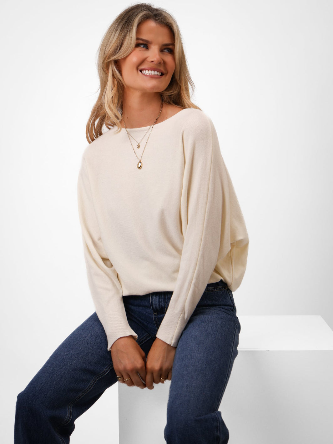Kate Pippa Elba Pearl Detail Knit Jumper In Cream – Nicola Ross