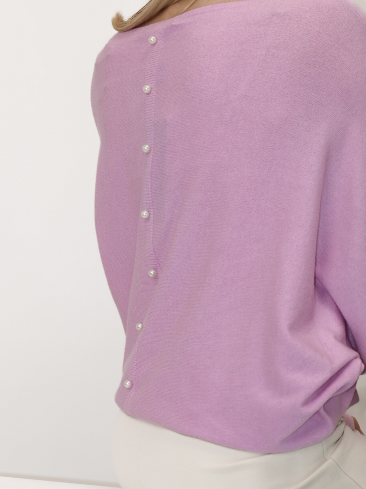 Kate & Pippa Elba Pearl Detail Knit Jumper In Ice Pink-Nicola Ross