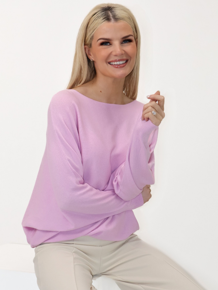 Kate & Pippa Elba Pearl Detail Knit Jumper In Ice Pink-Nicola Ross