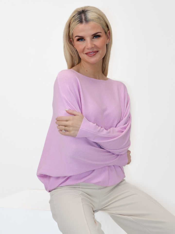 Kate & Pippa Elba Pearl Detail Knit Jumper In Ice Pink-Nicola Ross