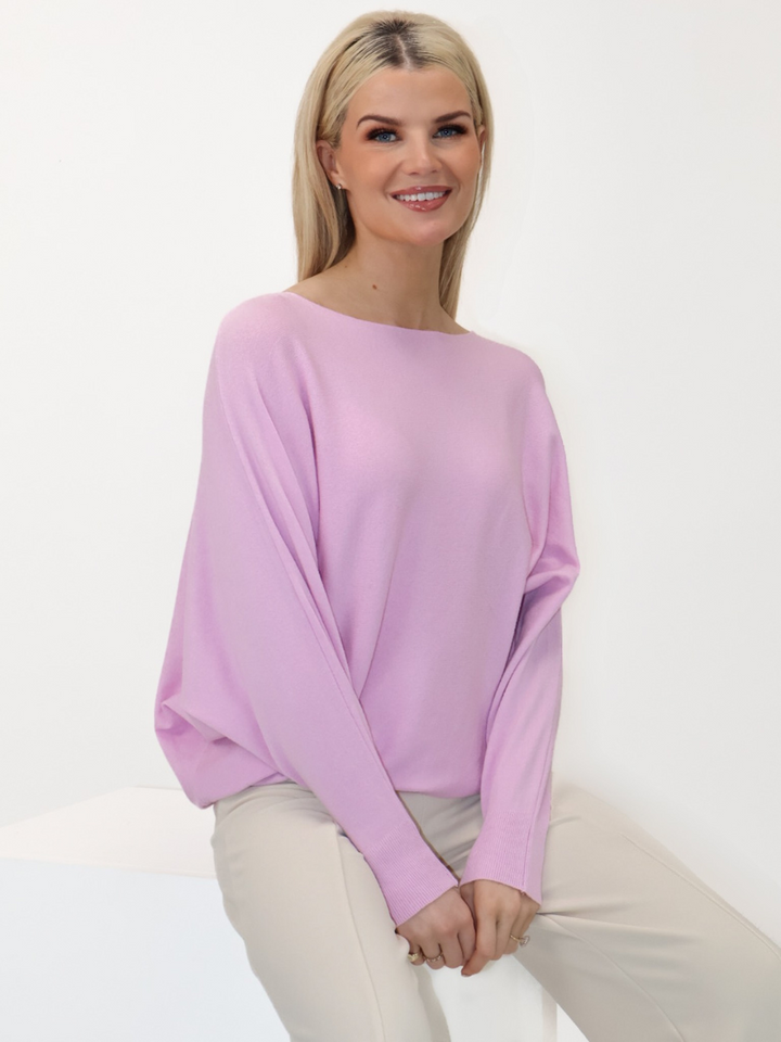 Kate & Pippa Elba Pearl Detail Knit Jumper In Ice Pink-Nicola Ross