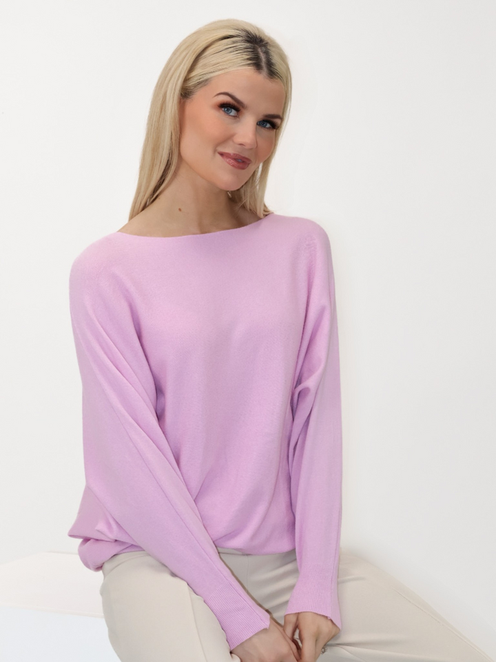 Kate & Pippa Elba Pearl Detail Knit Jumper In Ice Pink-Nicola Ross