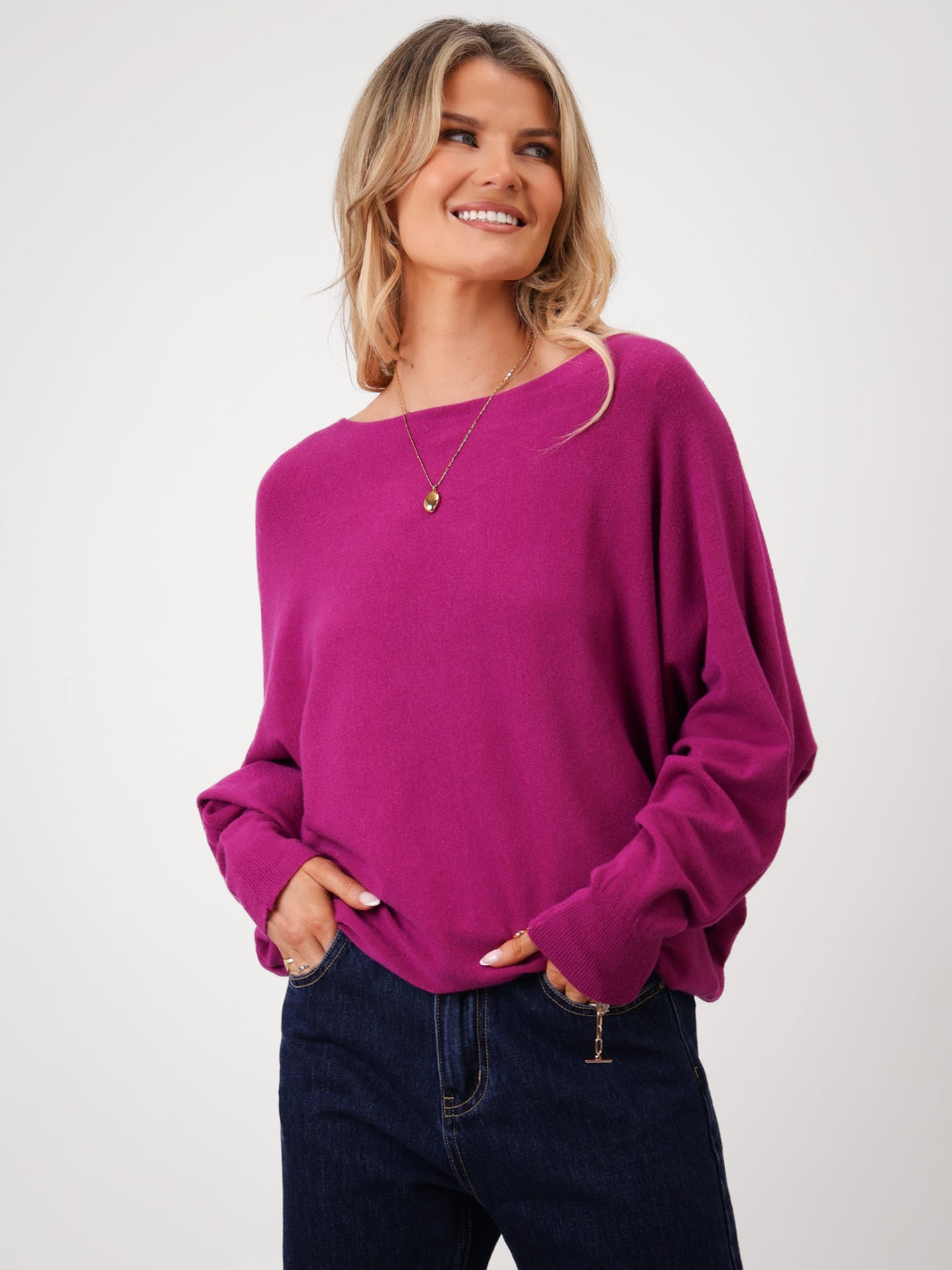 Kate & Pippa Elba Pearl Detail Knit Jumper In Plum-Nicola Ross