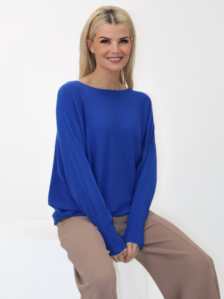 Kate & Pippa Elba Pearl Detail Knit Jumper In Royal Blue-Nicola Ross