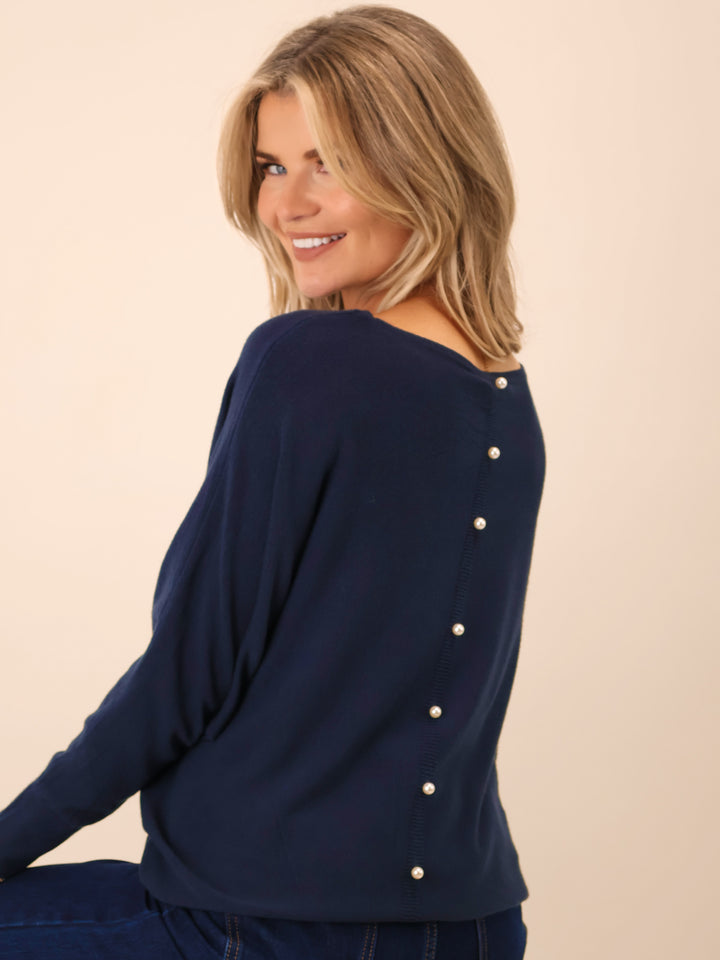Kate & Pippa Elba Pearl Knit In Navy-Nicola Ross