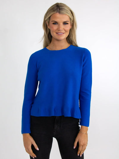 Kate & Pippa Emilia Frill Knit In Blue-Nicola Ross