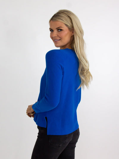 Kate & Pippa Emilia Frill Knit In Blue-Nicola Ross