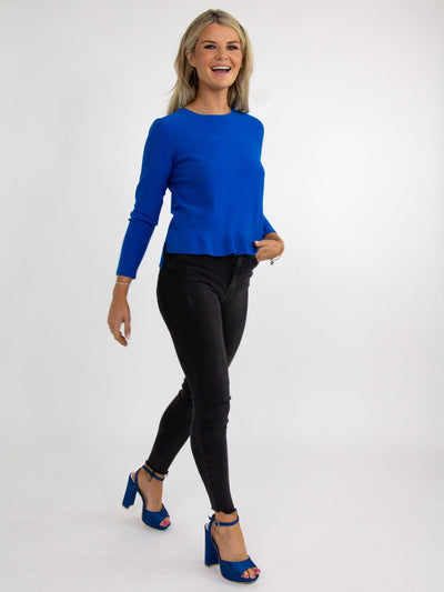 Kate & Pippa Emilia Frill Knit In Blue-Nicola Ross