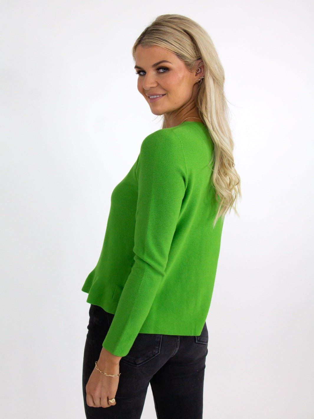 Kate & Pippa Emilia Frill Knit In Lime Green-Nicola Ross