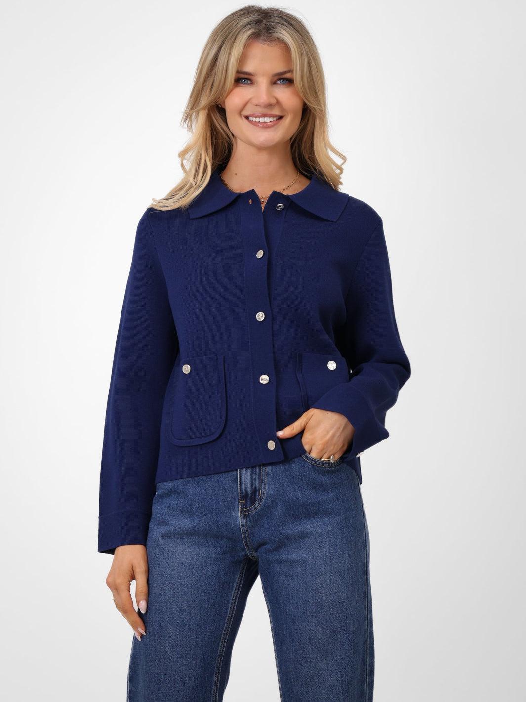 Kate & Pippa Emily Cardigan In Navy-Nicola Ross