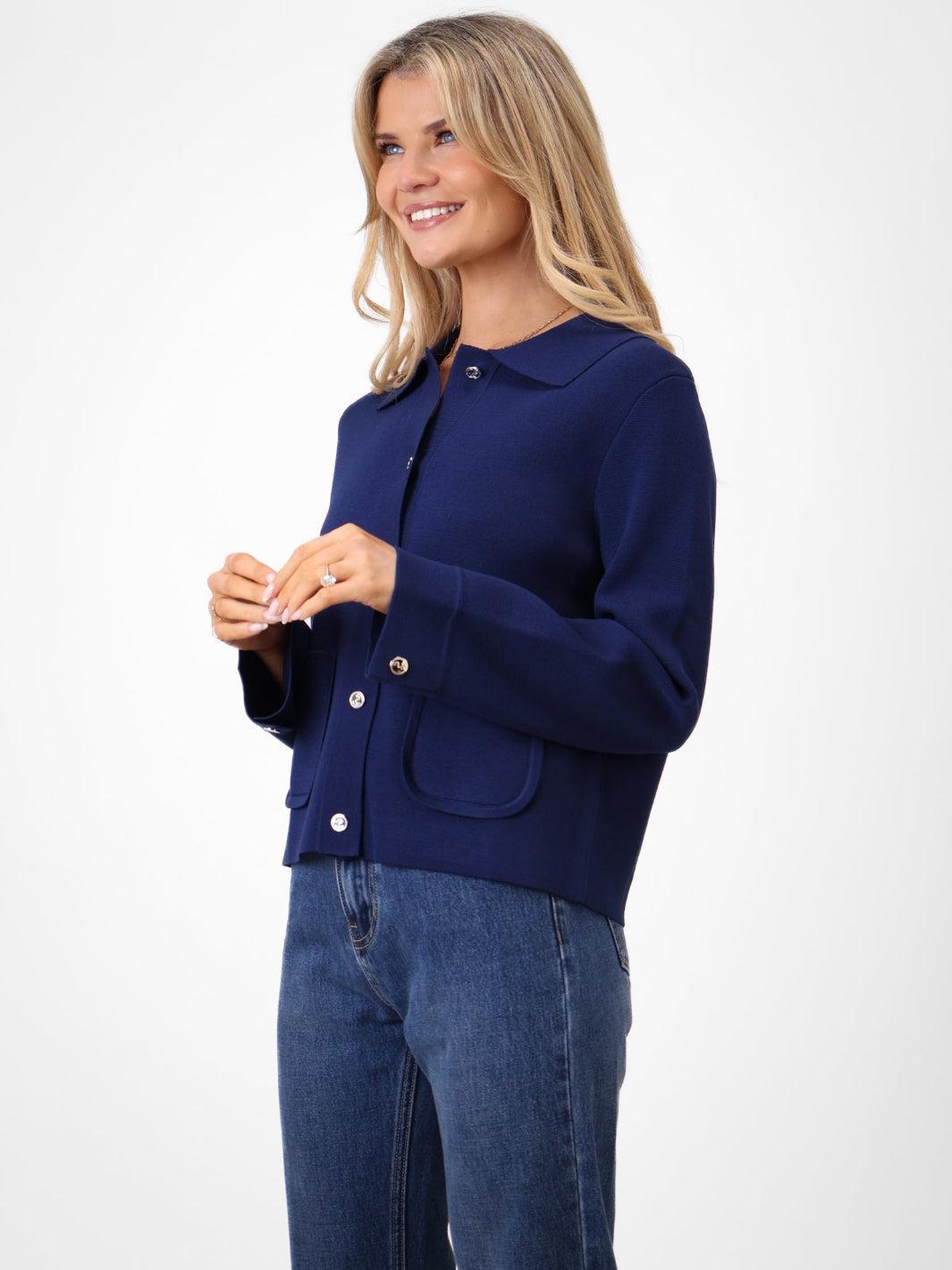 Kate & Pippa Emily Cardigan In Navy-Nicola Ross