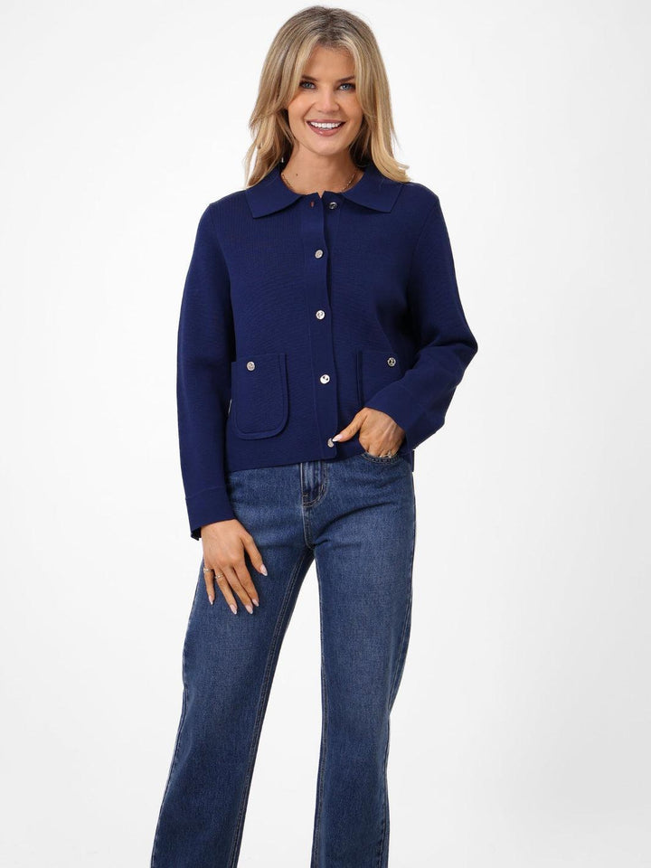 Kate & Pippa Emily Cardigan In Navy-Nicola Ross