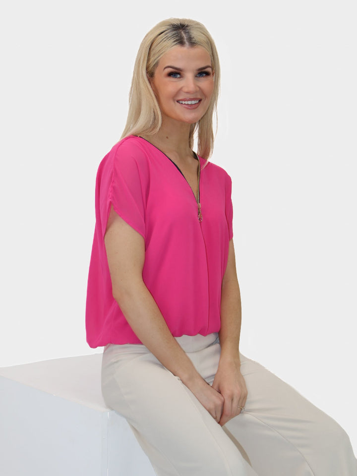 Kate & Pippa Eva Zip Top In Cerise Pink-Nicola Ross