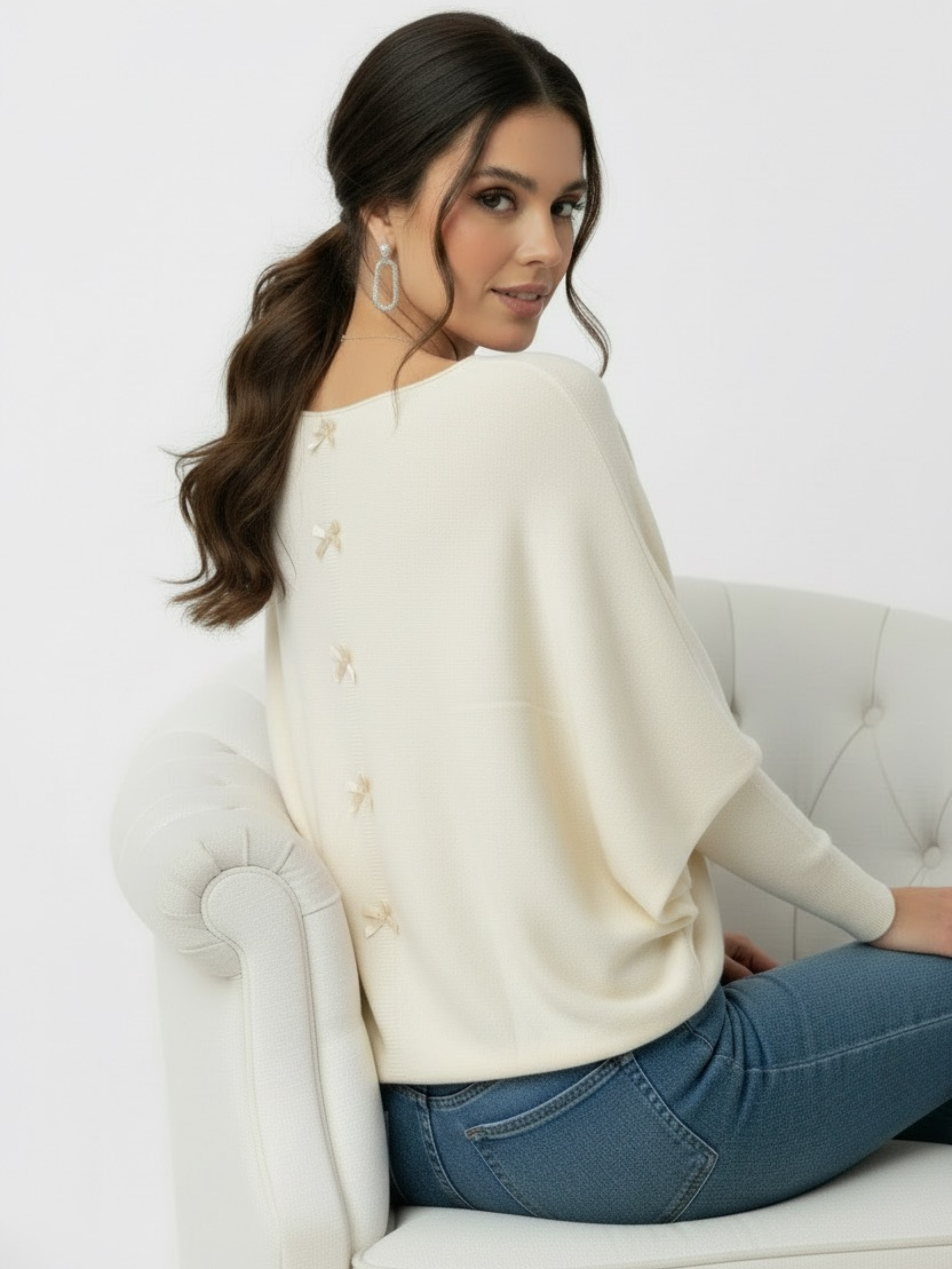 Kate & Pippa Farfalla Knit in Cream-Nicola Ross