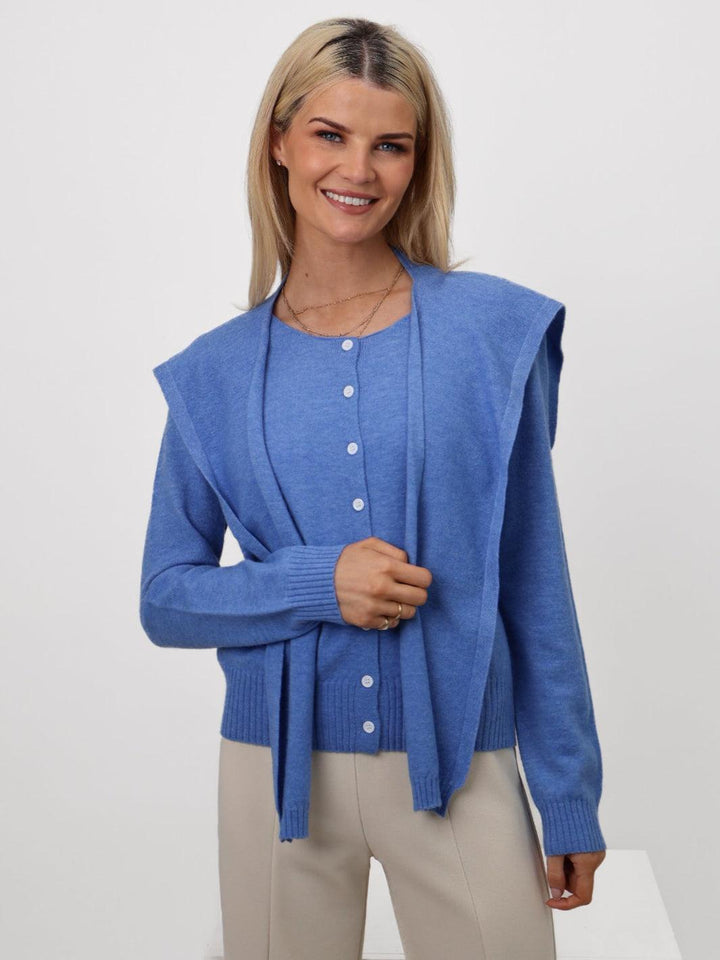 Kate & Pippa Fern Cardigan In Blue-Nicola Ross