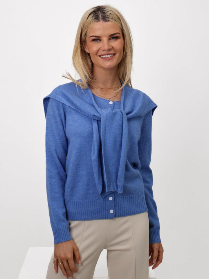 Kate & Pippa Fern Cardigan In Blue-Nicola Ross
