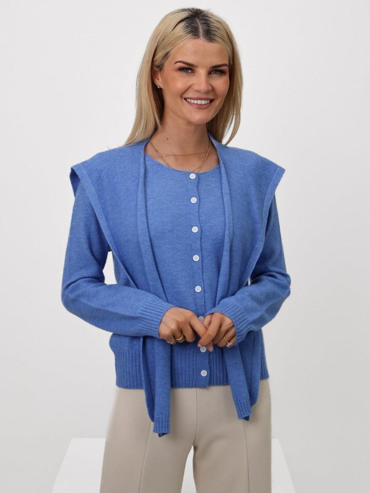 Kate & Pippa Fern Cardigan In Blue-Nicola Ross