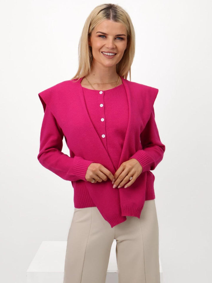 Kate & Pippa Fern Cardigan In Cerise Pink-Nicola Ross