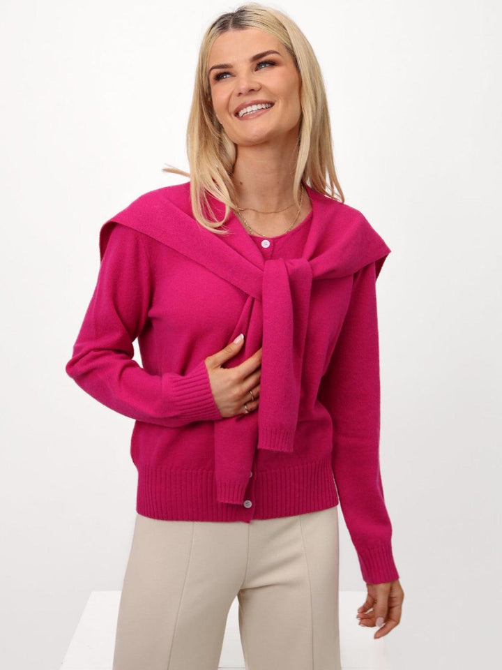 Kate & Pippa Fern Cardigan In Cerise Pink-Nicola Ross