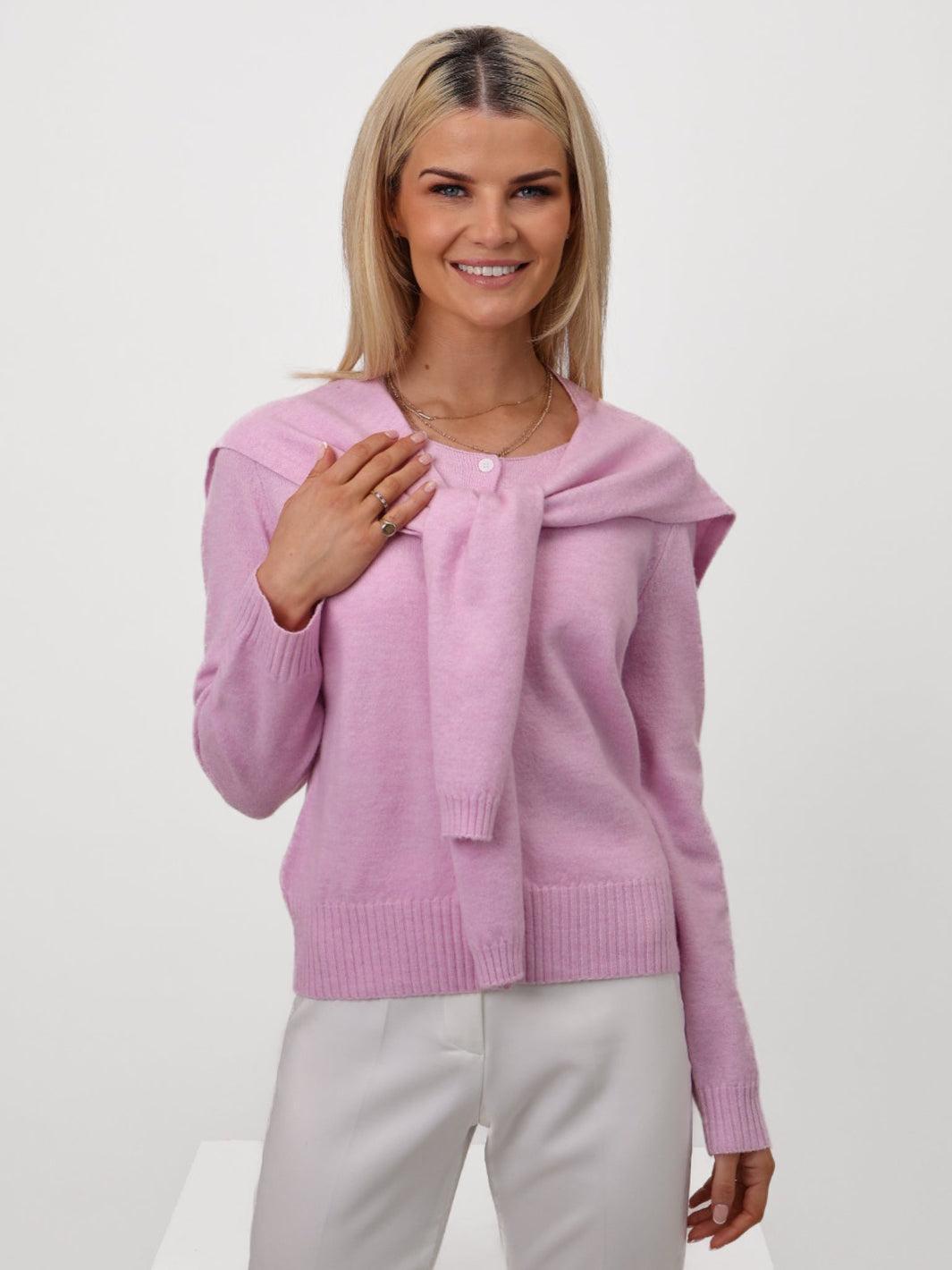 Kate & Pippa Fern Cardigan In Light Pink-Nicola Ross