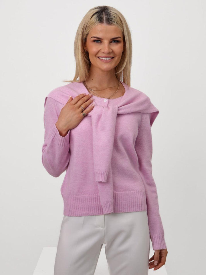Kate & Pippa Fern Cardigan In Light Pink-Nicola Ross