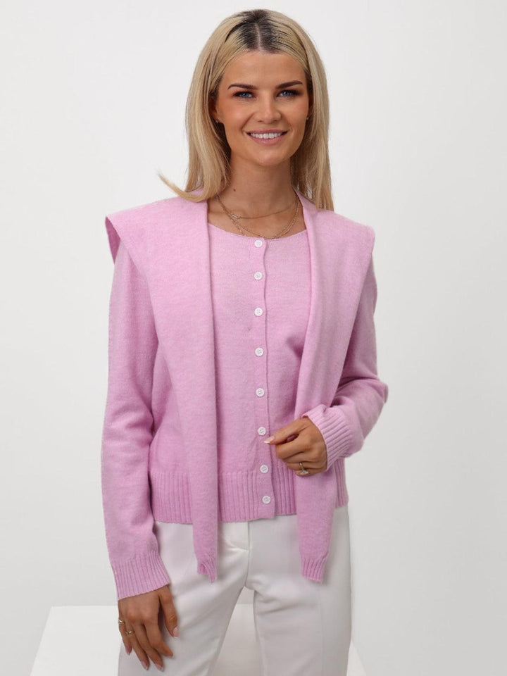 Kate & Pippa Fern Cardigan In Light Pink-Nicola Ross