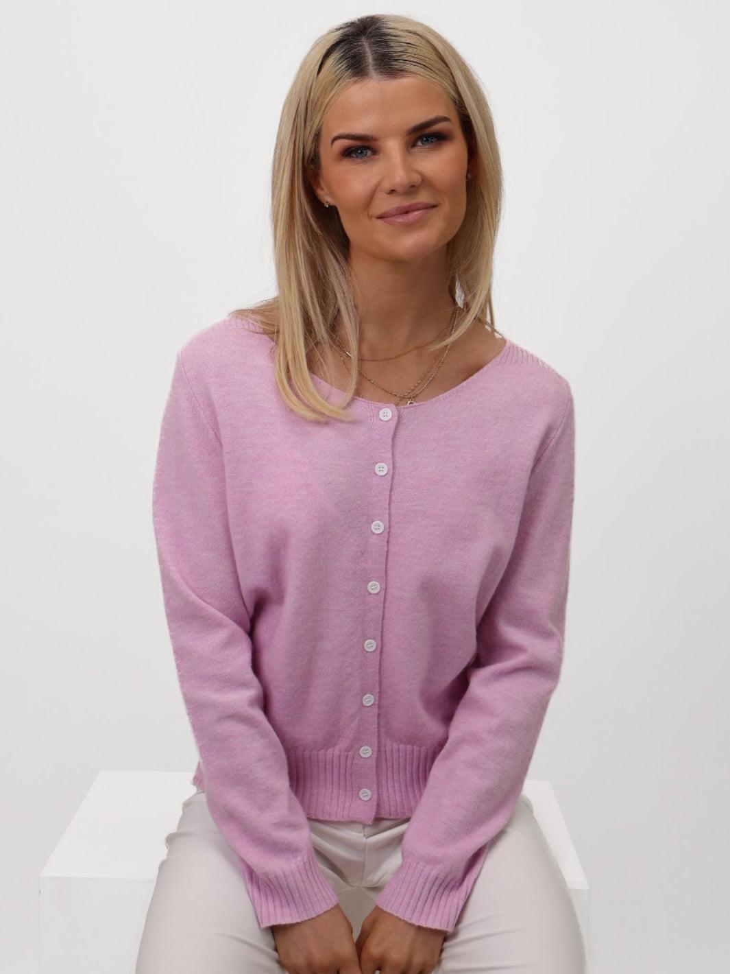 Kate & Pippa Fern Cardigan In Light Pink-Nicola Ross