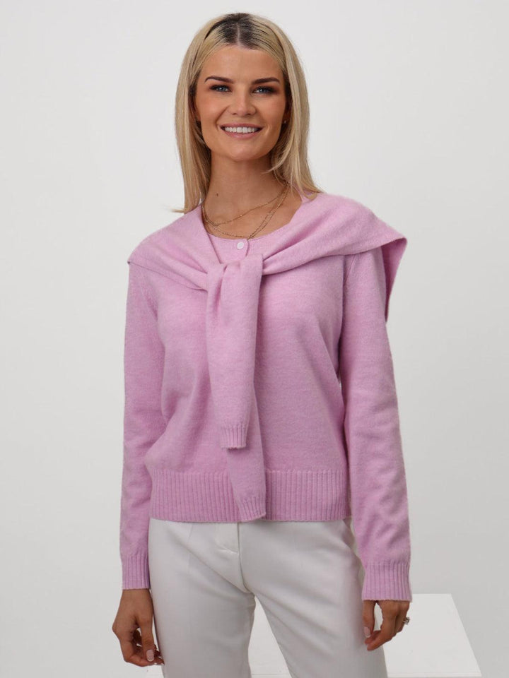 Kate & Pippa Fern Cardigan In Light Pink-Nicola Ross