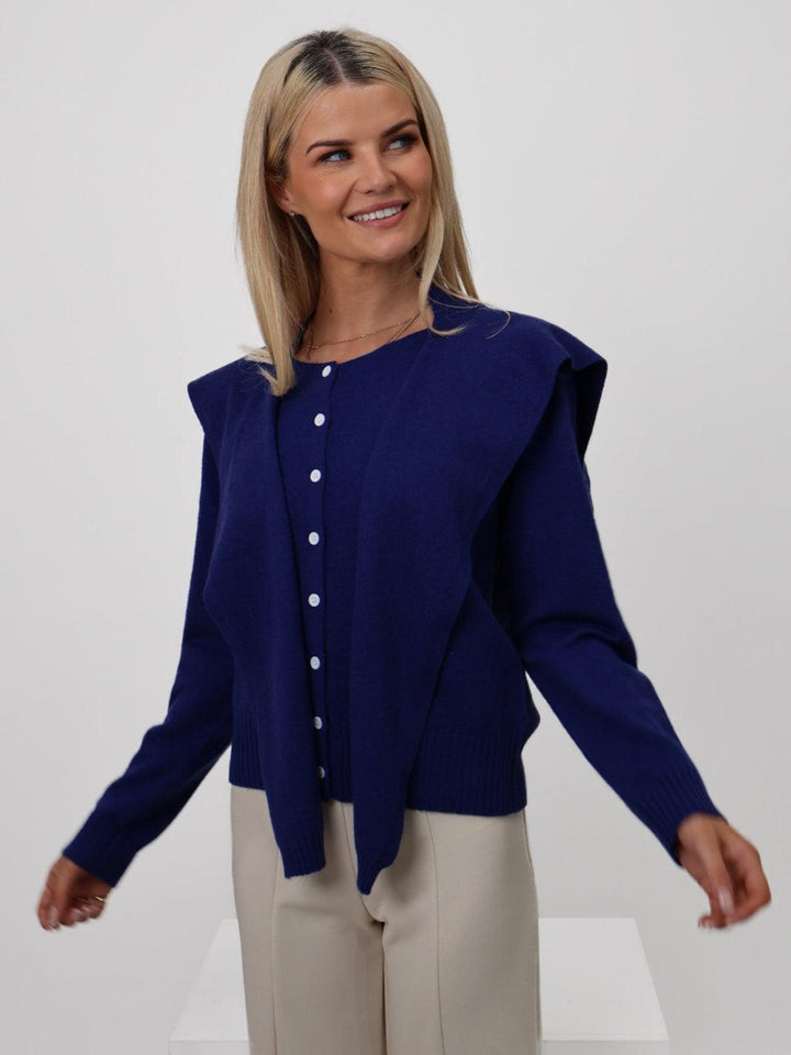 Kate & Pippa Fern Cardigan In Navy-Nicola Ross