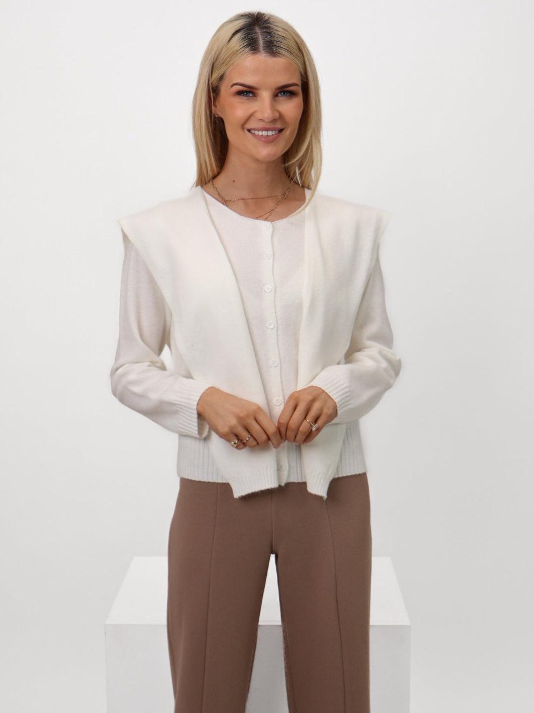 Kate & Pippa Fern Cardigan In Off-White-Nicola Ross