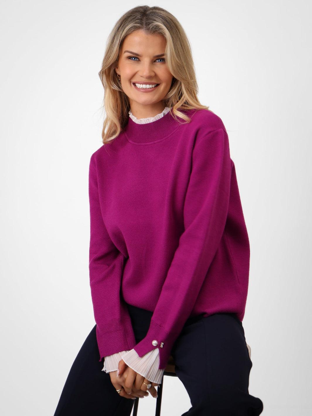 Kate & Pippa Gracie Knit Jumper In Plum-Nicola Ross