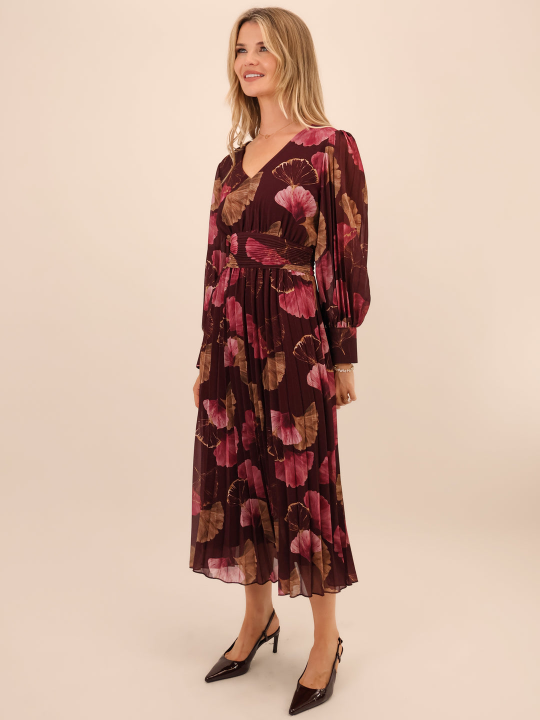 Kate & Pippa Hannah Dress In Burgundy Print-Nicola Ross
