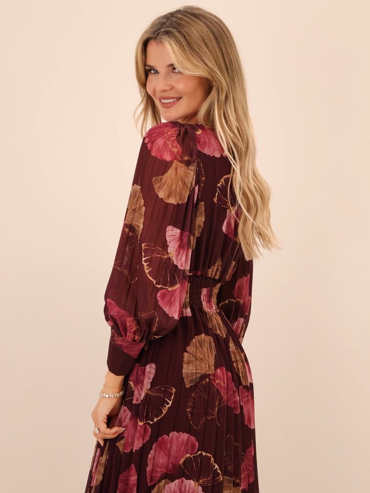Kate & Pippa Hannah Dress In Burgundy Print-Nicola Ross