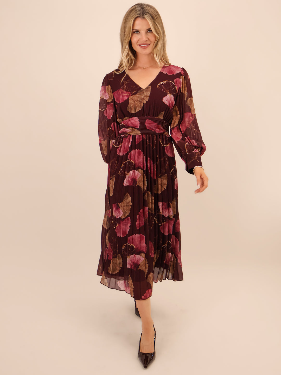 Kate & Pippa Hannah Dress In Burgundy Print-Nicola Ross