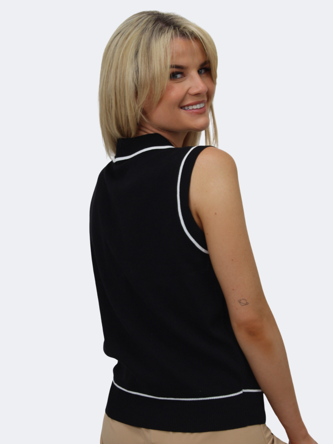 Kate & Pippa Rose Waistcoat In Black / White-Nicola Ross