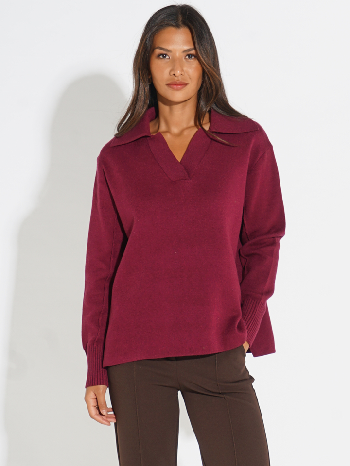 Kate & Pippa Jesse Knit Jumper In Plum-Nicola Ross