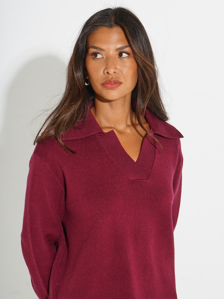 Kate & Pippa Jesse Knit Jumper In Plum-Nicola Ross