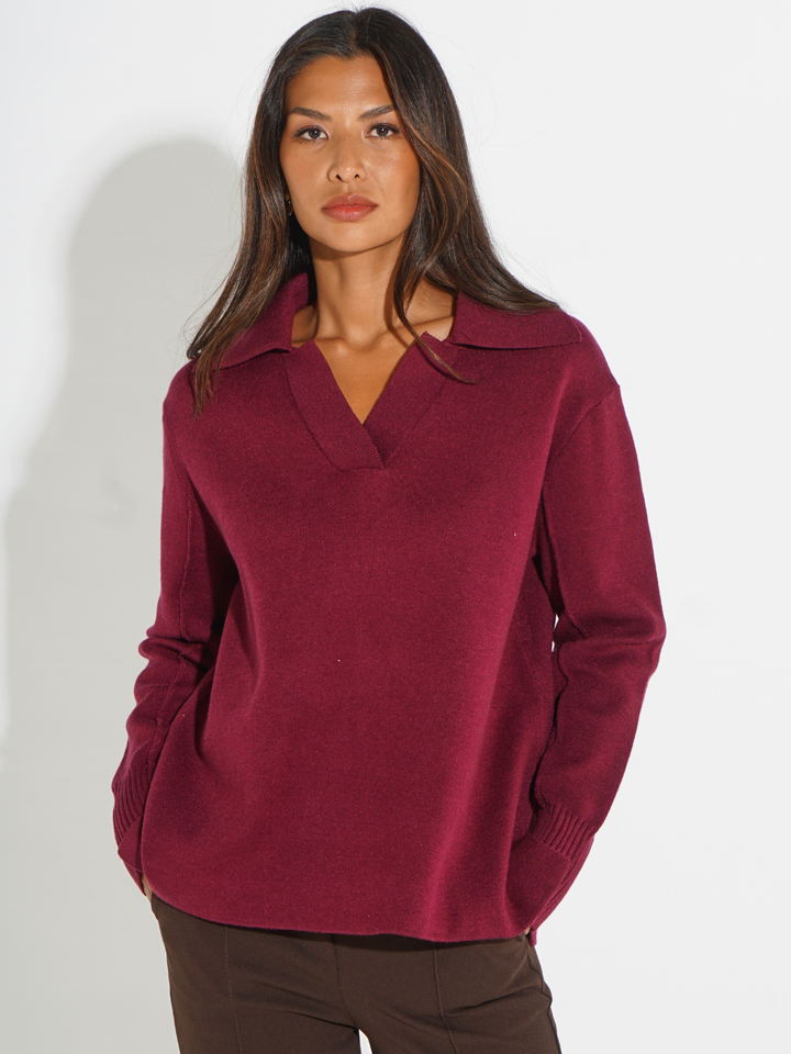 Kate & Pippa Jesse Knit Jumper In Plum-Nicola Ross