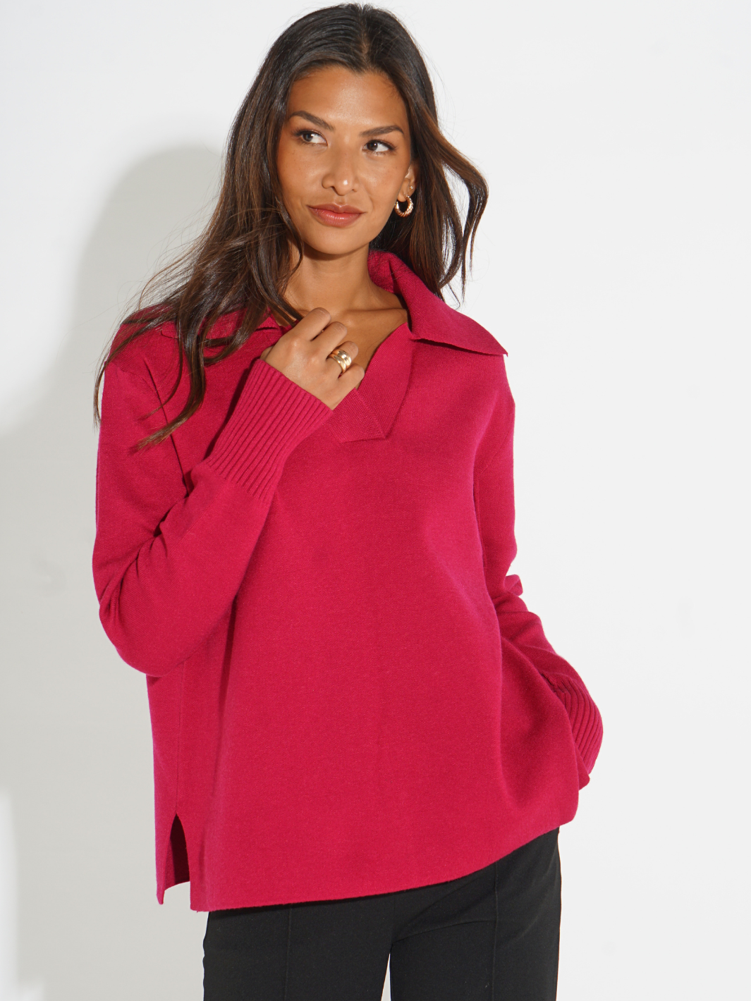 Kate & Pippa Jesse Knit Jumper In Raspberry-Nicola Ross