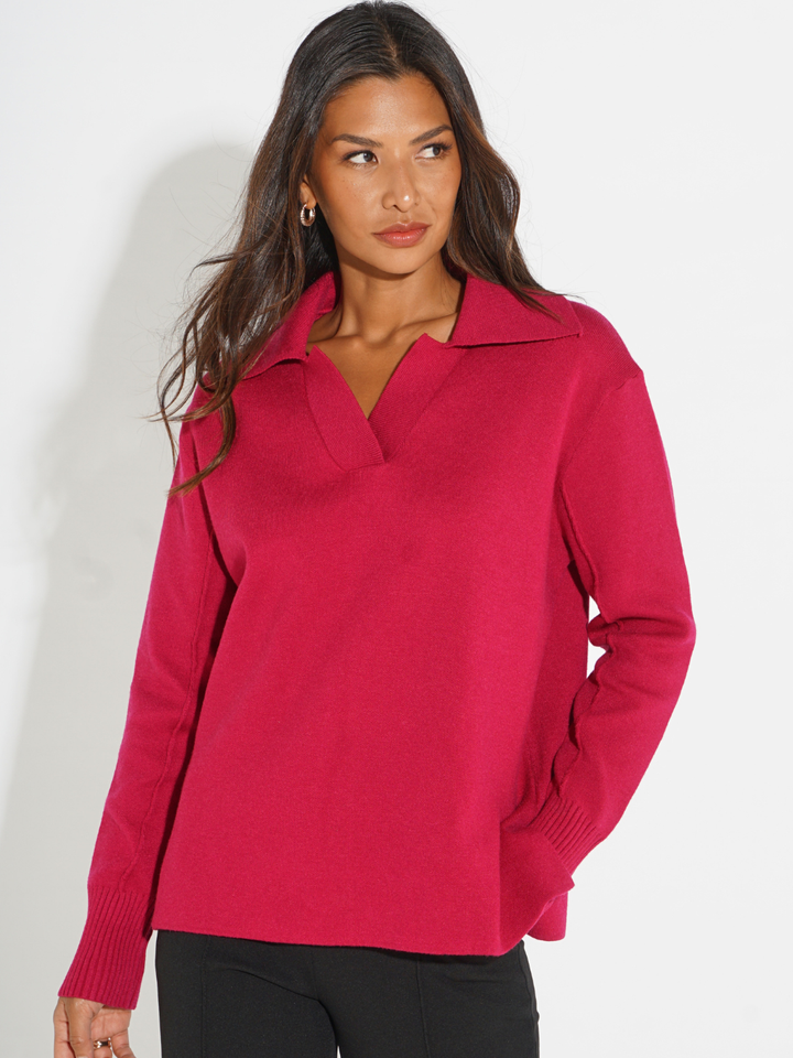 Kate & Pippa Jesse Knit Jumper In Raspberry-Nicola Ross
