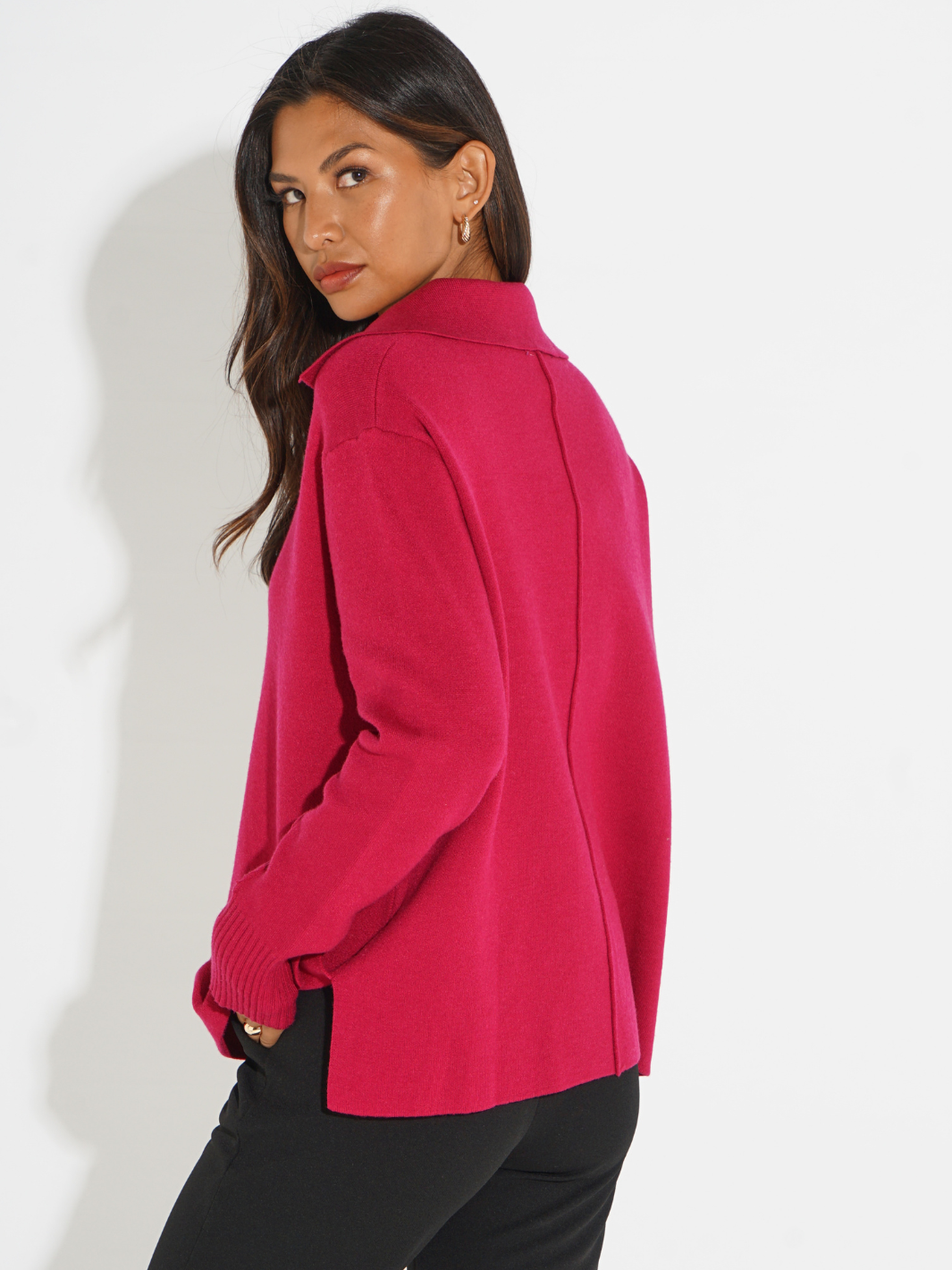 Kate & Pippa Jesse Knit Jumper In Raspberry-Nicola Ross