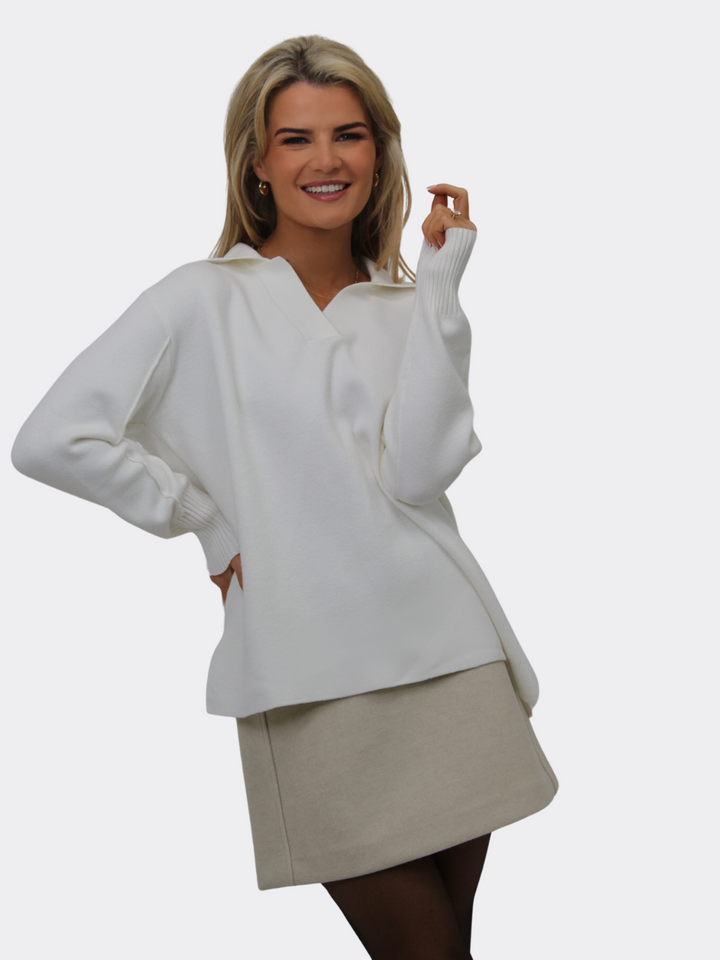 Kate & Pippa Jesse Knit Jumper In White-Nicola Ross