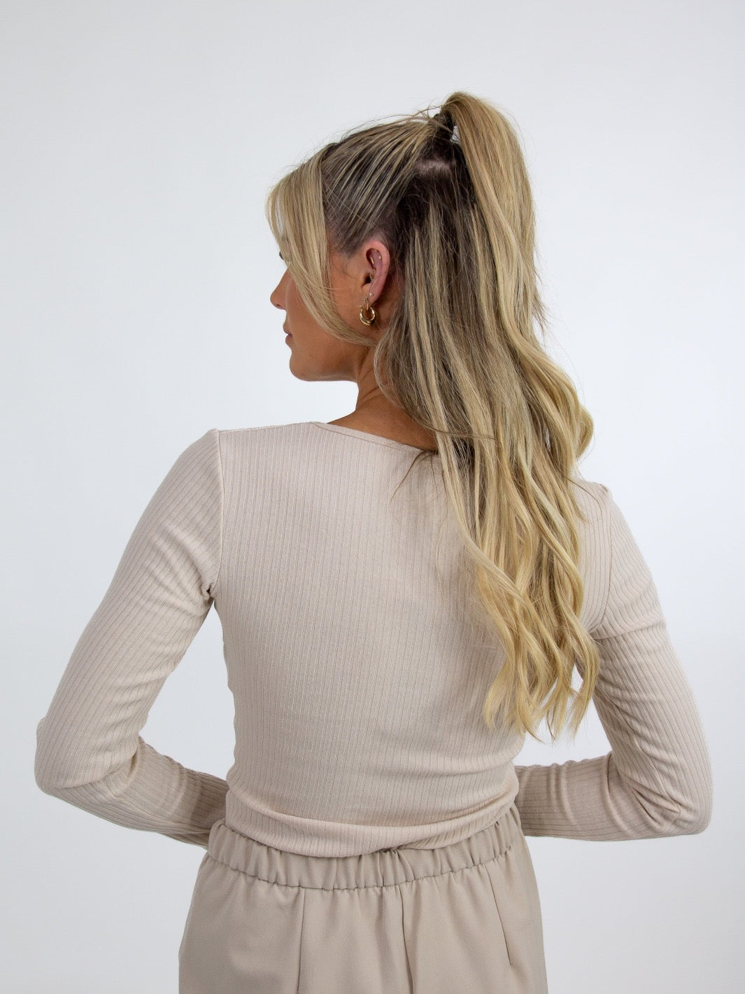 Kate & Pippa Jodi Square Neck Knit Top In Latte-Nicola Ross