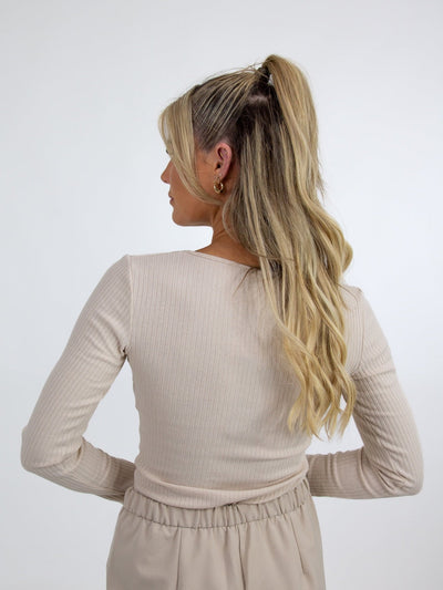 Kate & Pippa Jodi Square Neck Knit Top In Latte-Nicola Ross