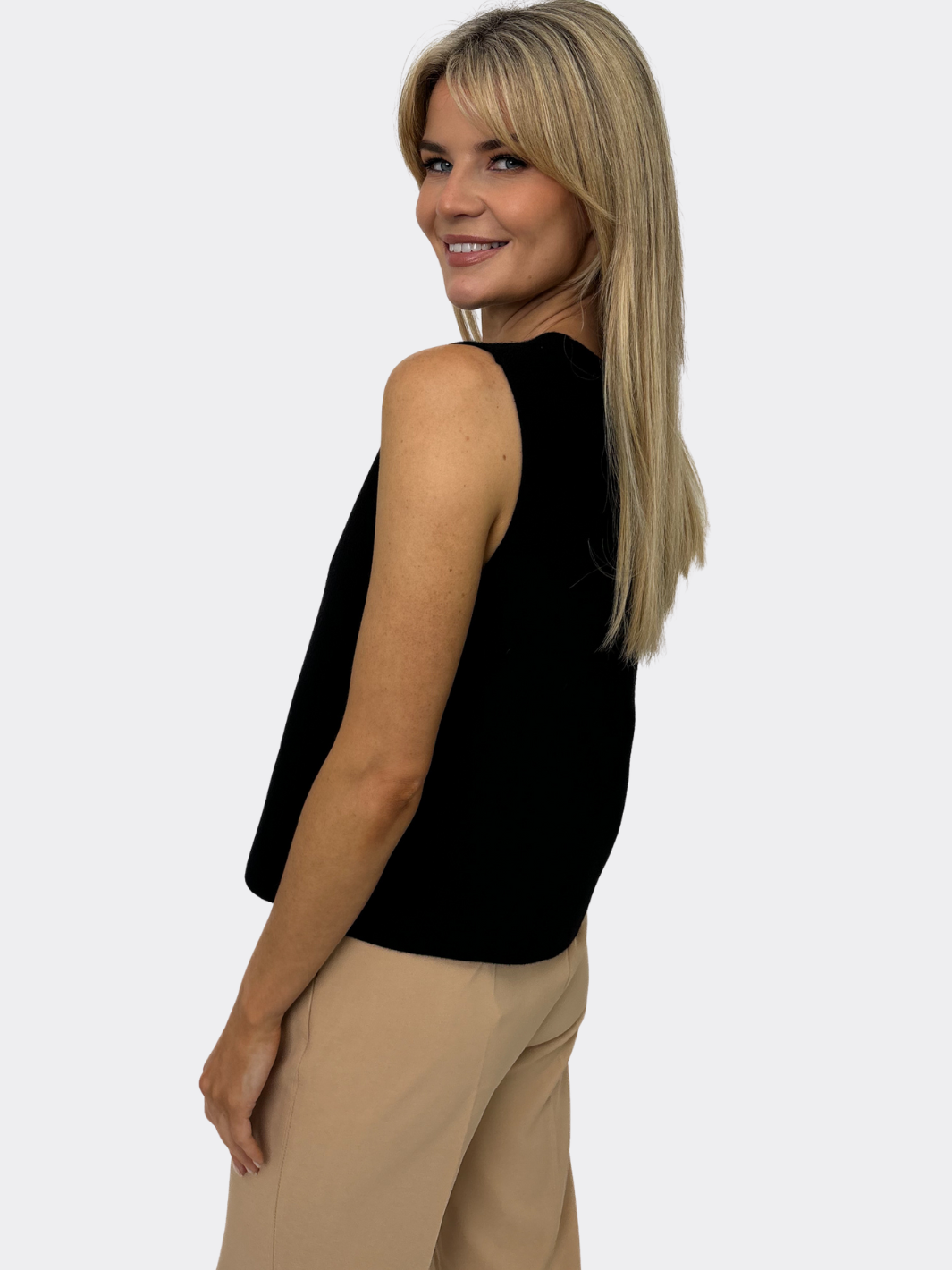 Kate & Pippa Kelly Buttoned Knit Waistcoat In Black-Nicola Ross
